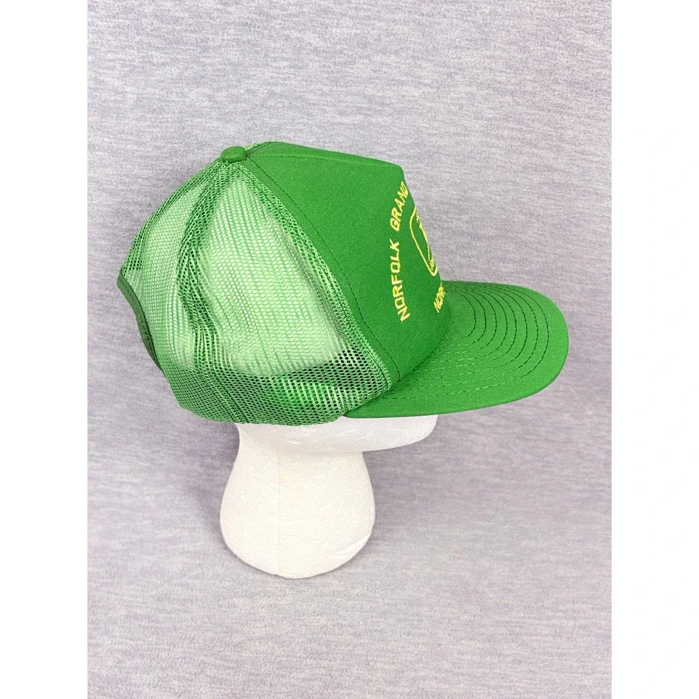 VTG John Deere Trucker Hat Norfolk Grand Rental Station Mens Green Snapback USA